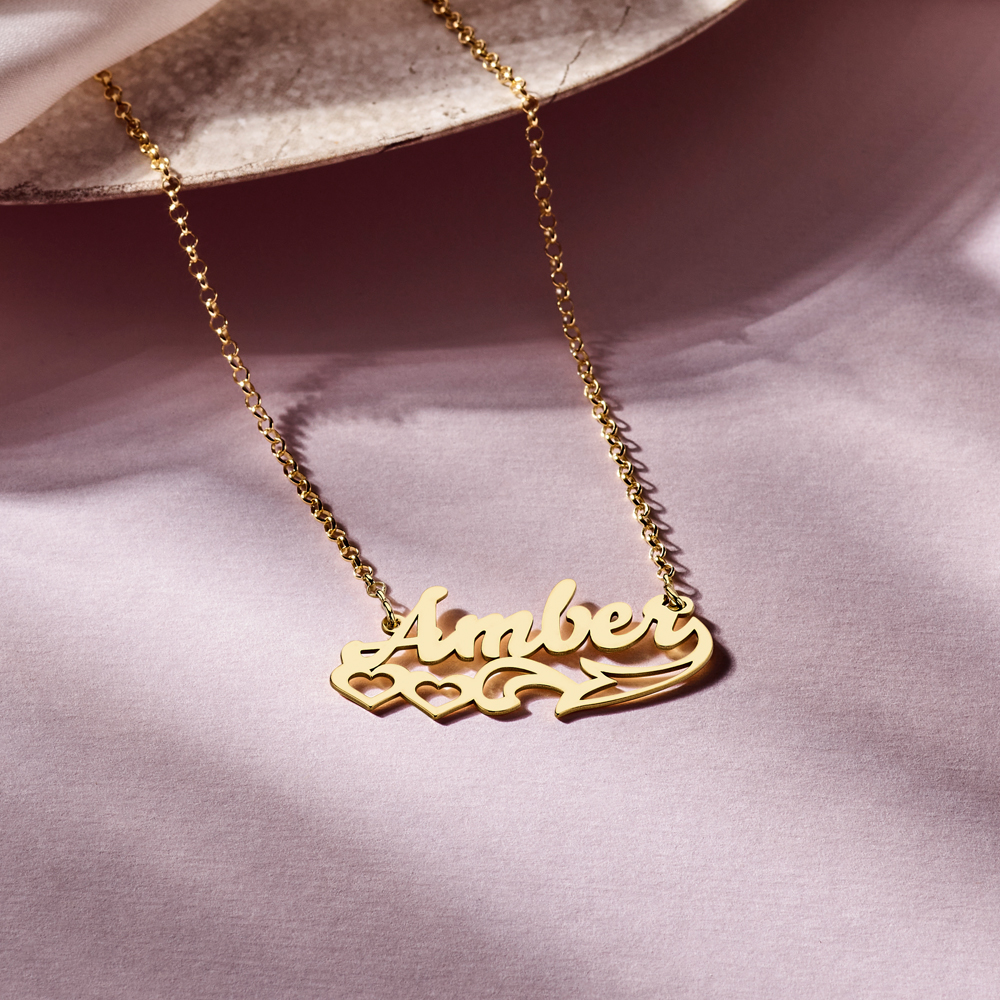 Gold plated naamketting model Amber