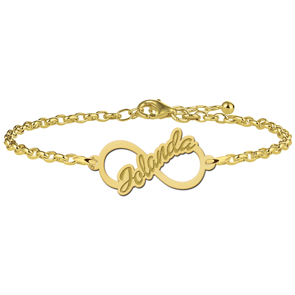 Gouden armband infinity met naam