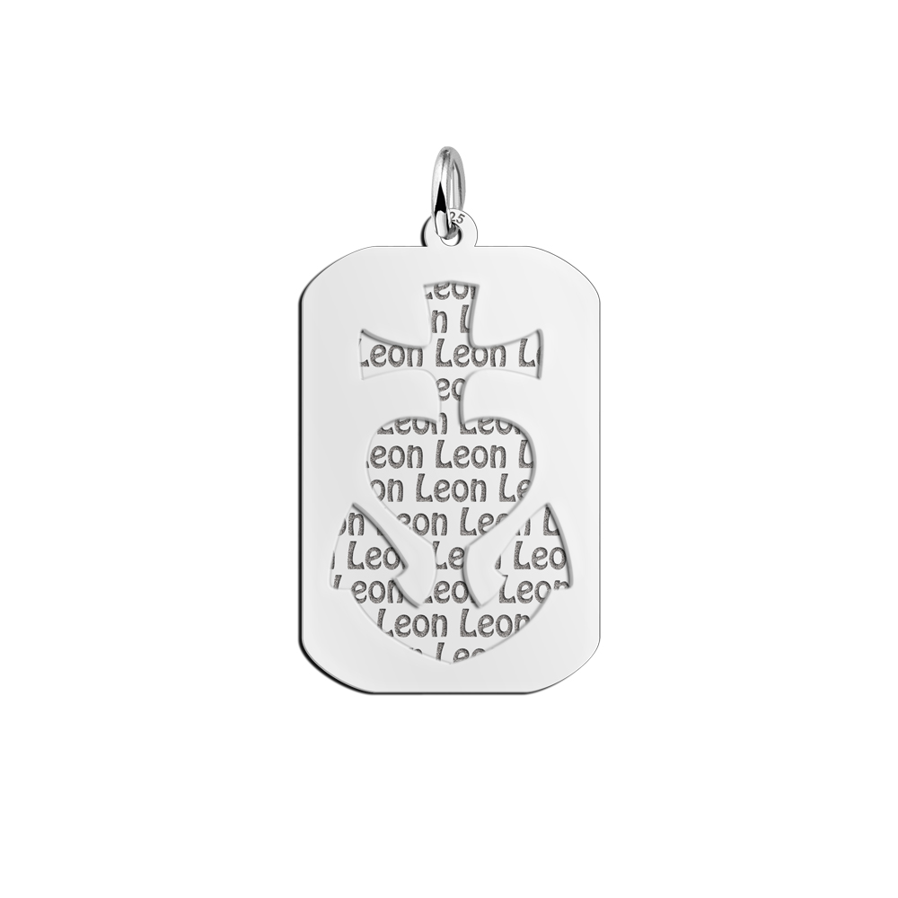 Zilveren naamhanger 2-delig GHL dogtag