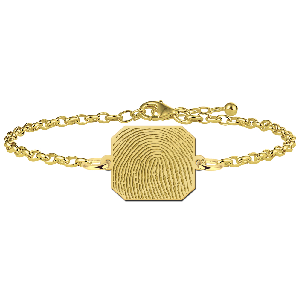 Vergulde achthoekige armband met vingerafdruk