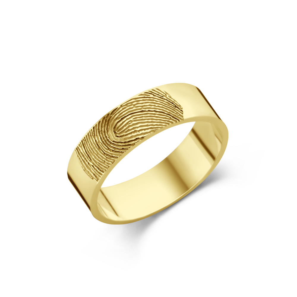 Ring met vingerafdruk goud - 6 mm vlak