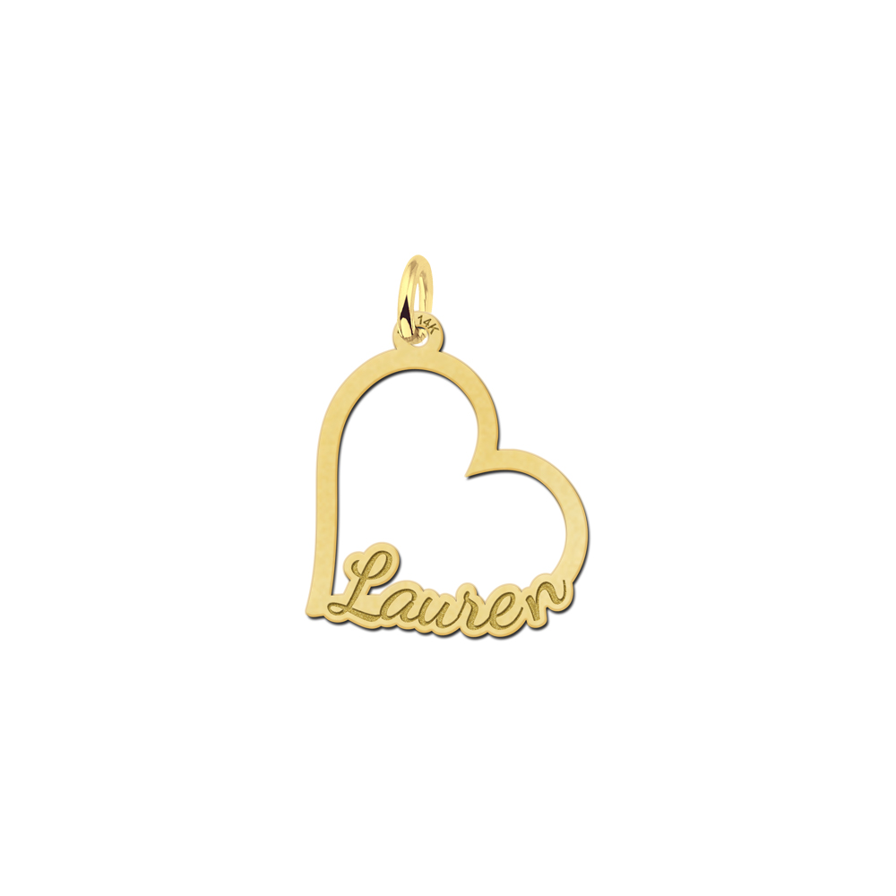 Gouden hart hanger met naam