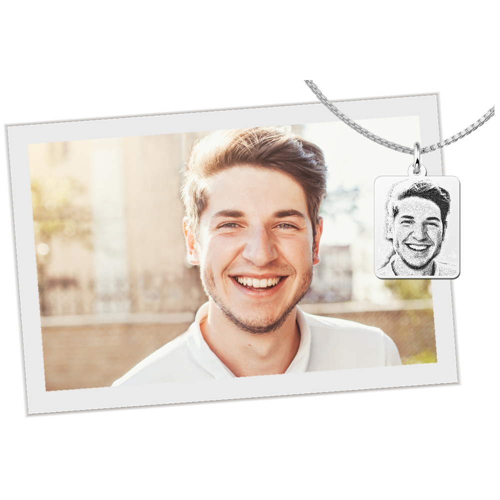 Zilveren dogtag hanger met foto