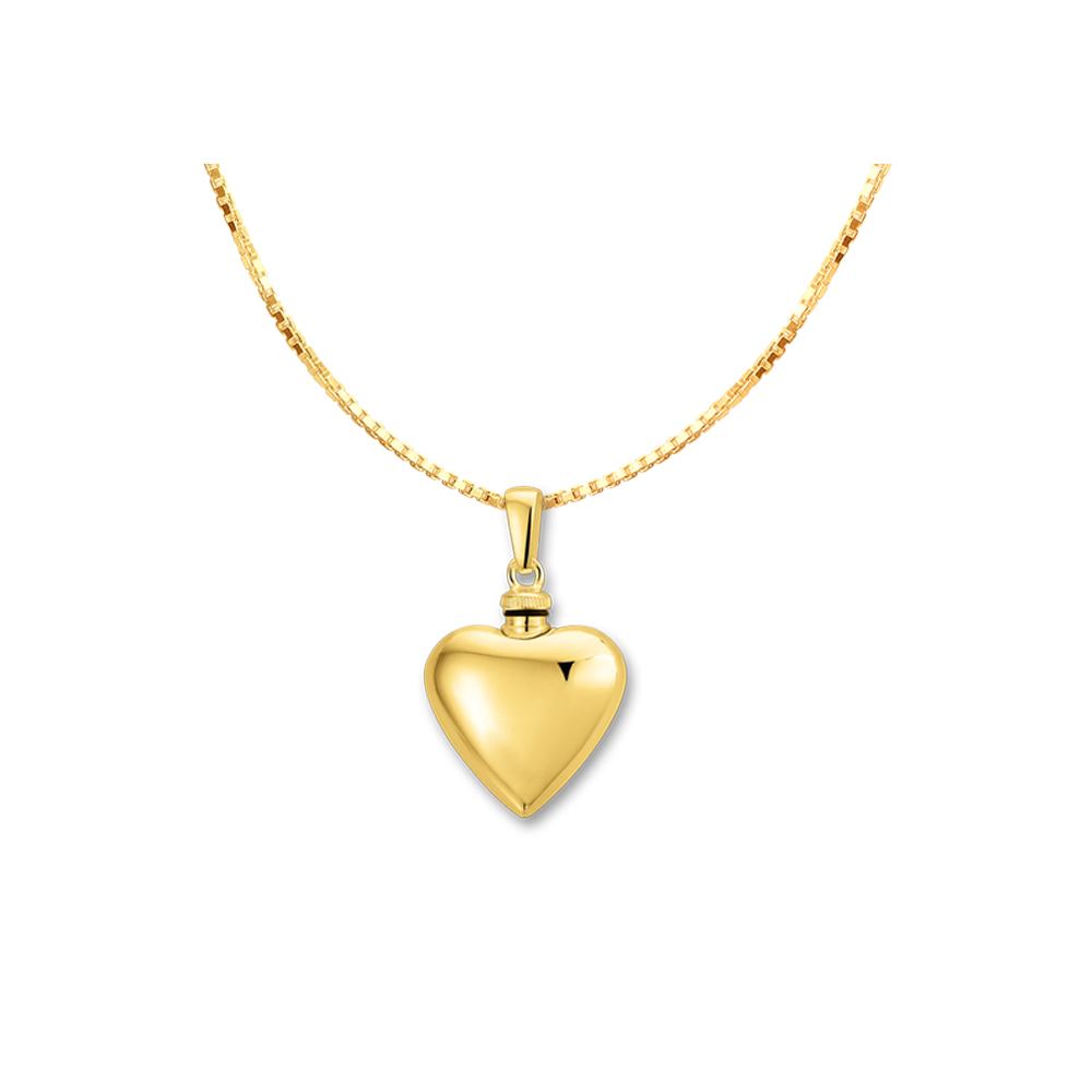Gouden hartvormig ashanger met gravure - klein