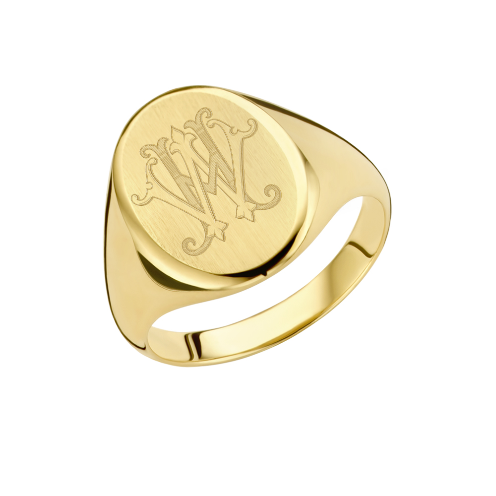 Gouden zegelring met graveerde monogram