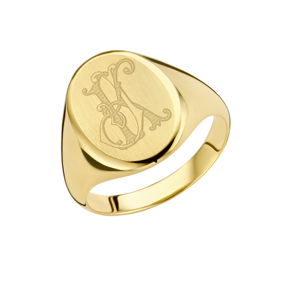 Gouden zegelring met graveerde monogram