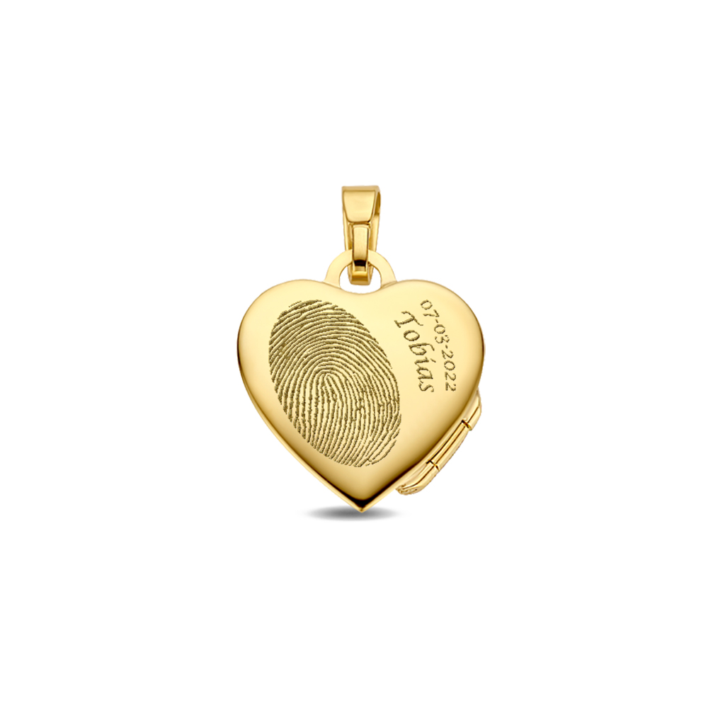Gouden hartjes medaillon met gravure - klein