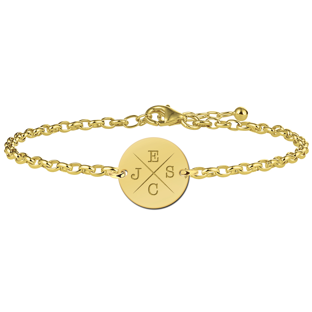 Gouden initial armband rond