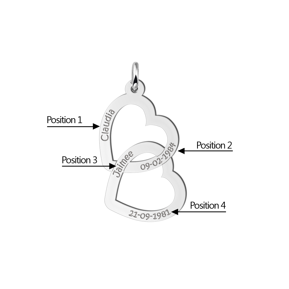 Zilveren hanger twee harten