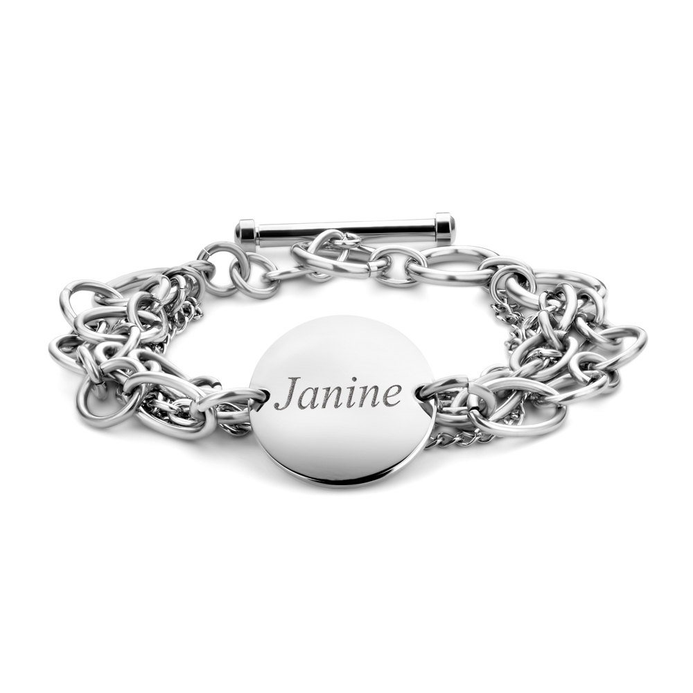 Stalen armband rondje met naam