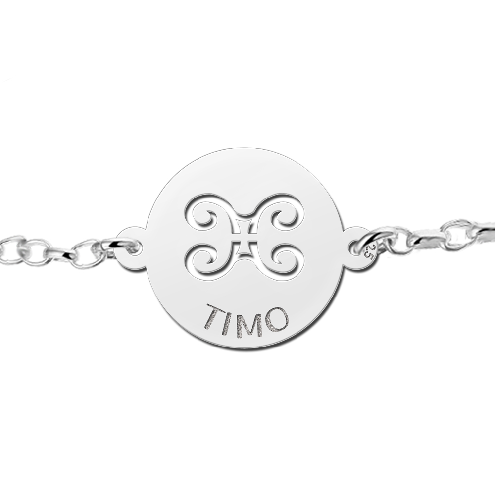 Zilveren armband met sterrenbeeld rond Tweeling