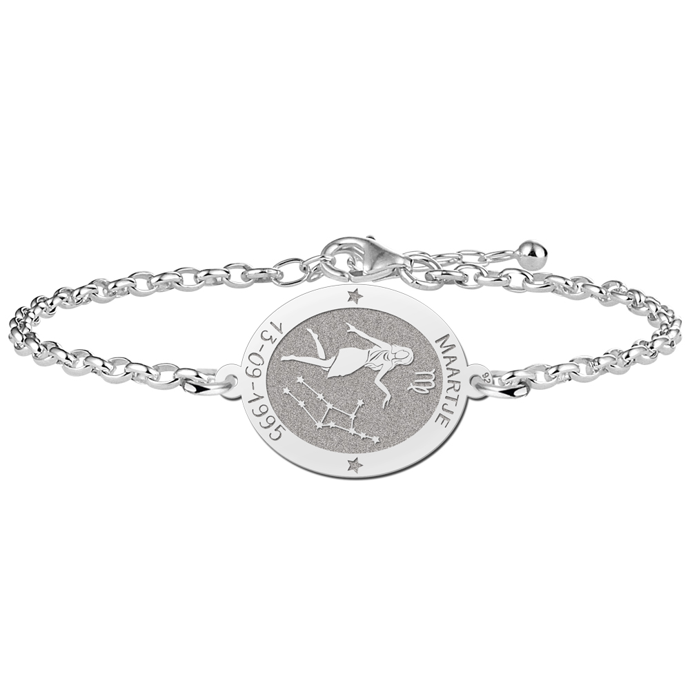 Zilveren armband sterrenbeeld ovaal Maagd