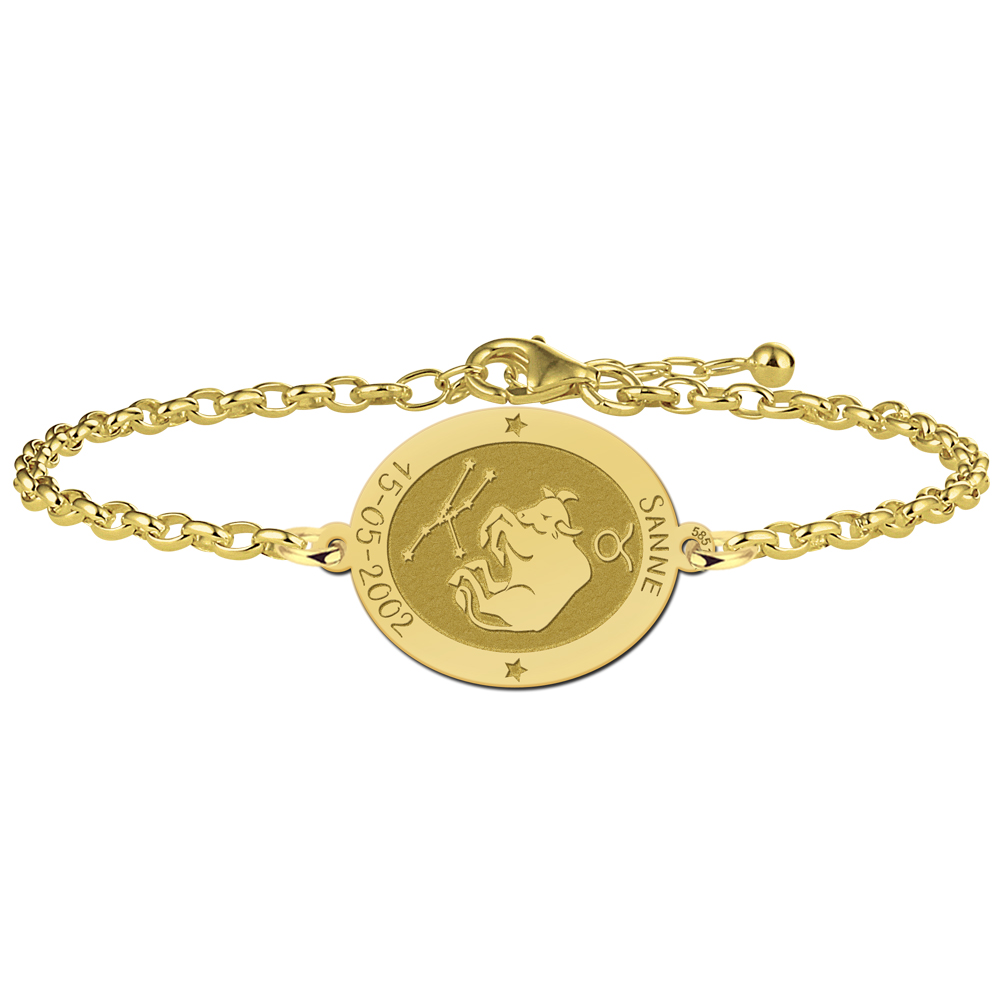 Gouden sterrenbeeld armband ovaal Stier