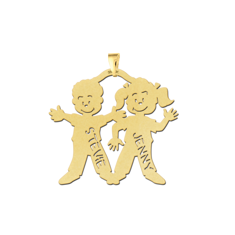 Gouden mama hanger jongen en meisje