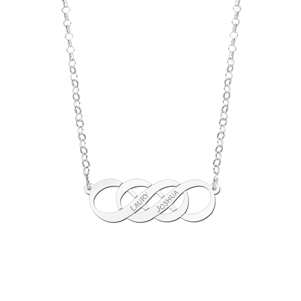 Zilveren ketting dubbel infinity symbool