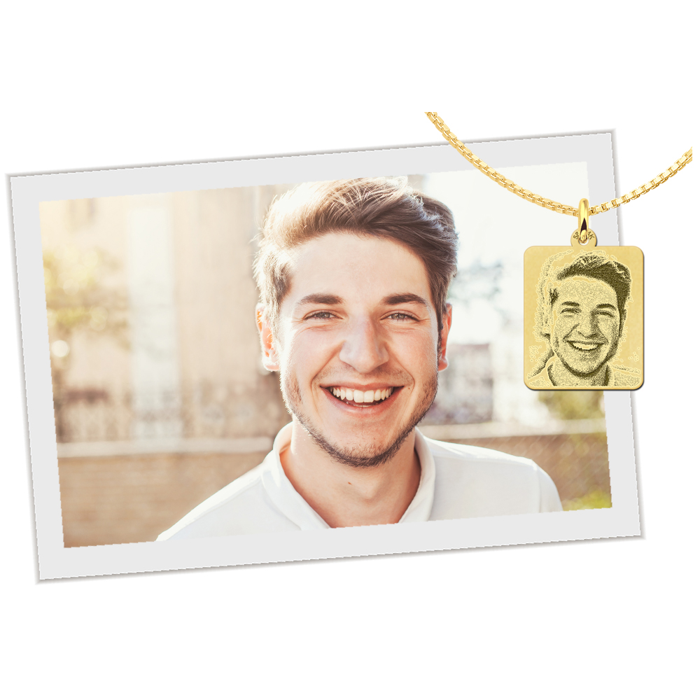 Gouden dogtag hanger met foto