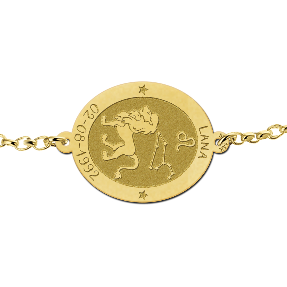 Gouden armband sterrenbeeld ovaal Leeuw