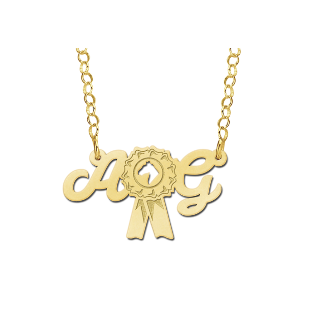 Gouden paarden ketting rozet