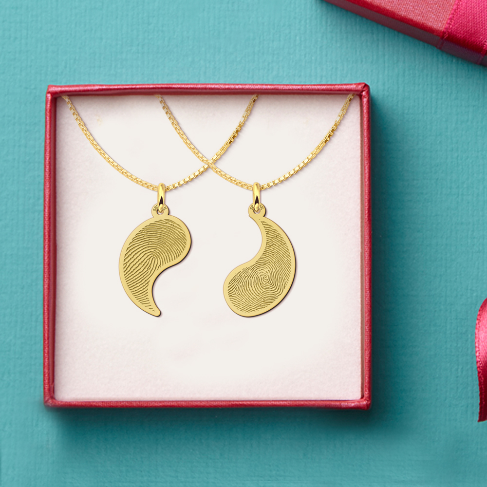 Gouden vingerafdruk vriendschapsketting Yin Yang