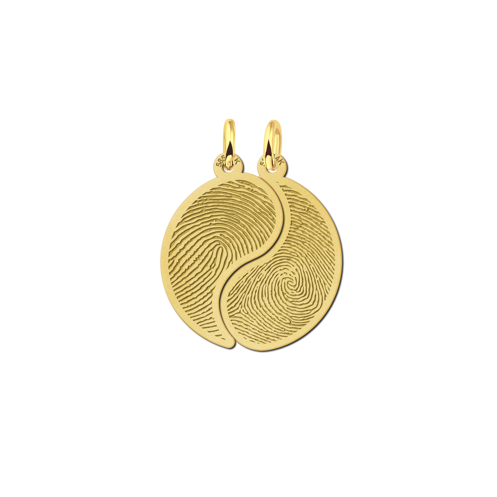 Gouden vingerafdruk vriendschapsketting Yin Yang