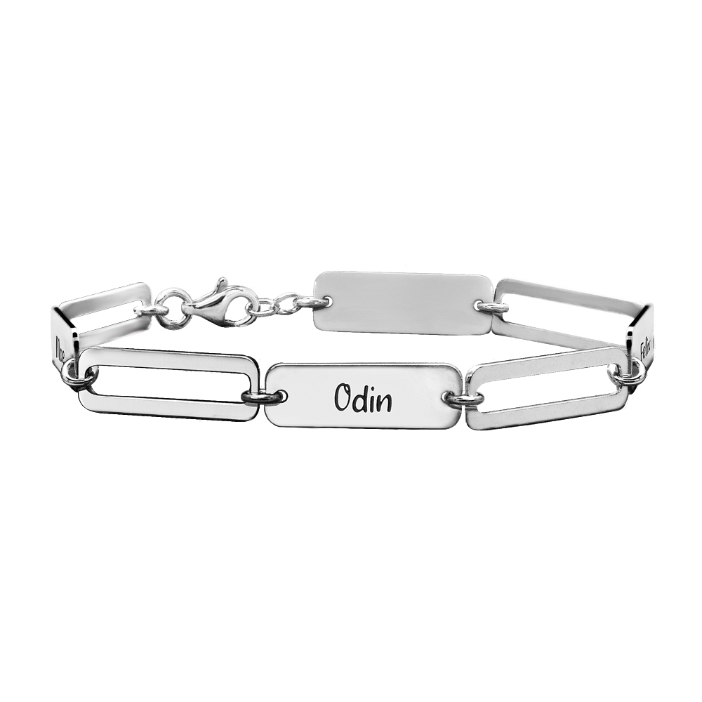 Zilveren armband hartjes met vier namen