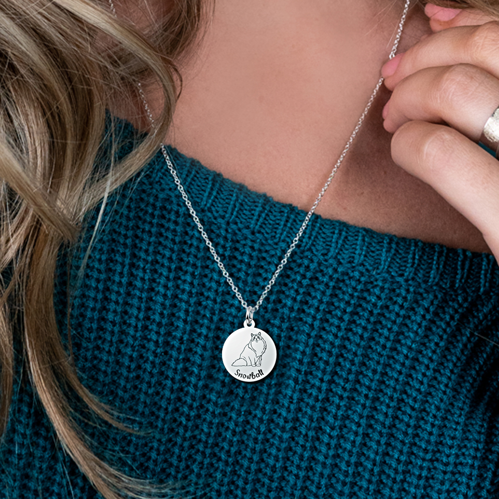 Zilveren hanger met kat en naam Ragdoll