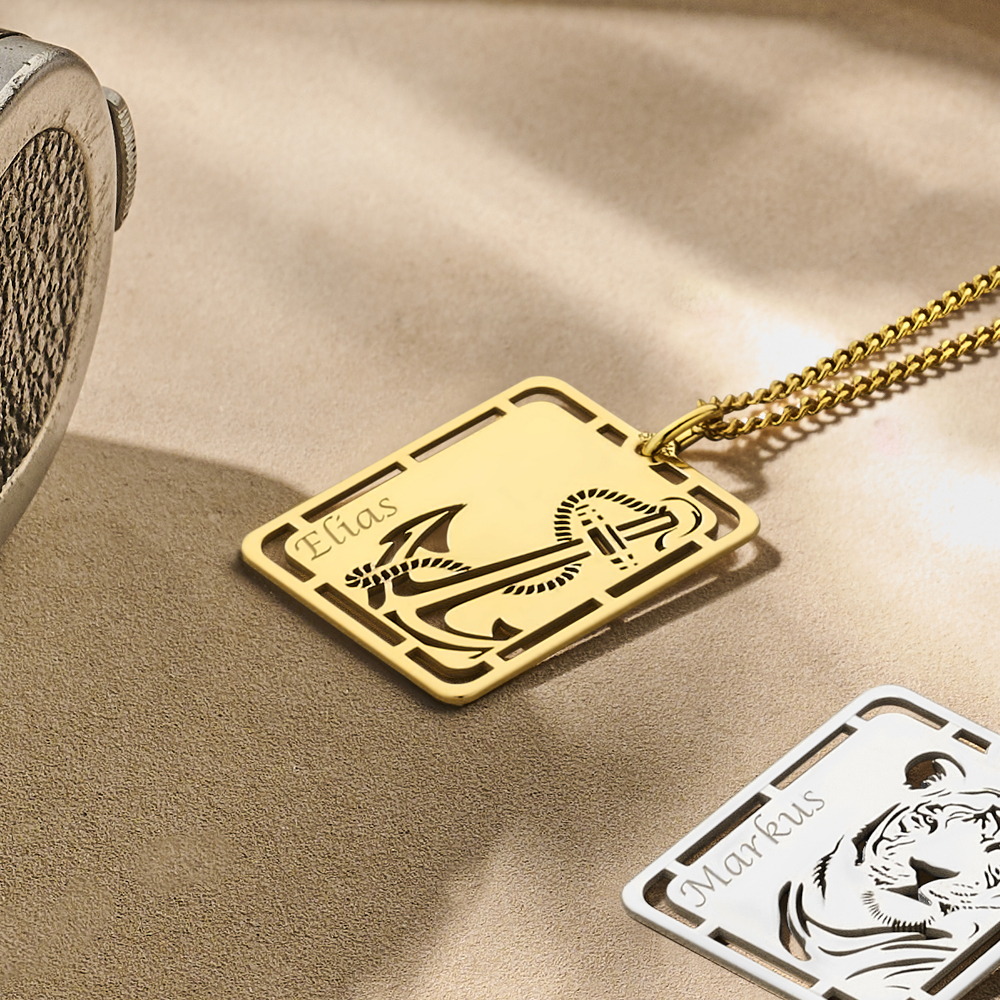 Gouden hanger met anker en naamgravure