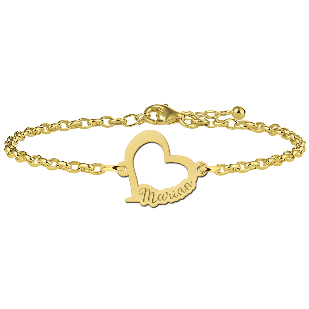 Gouden armband met hartje en naam