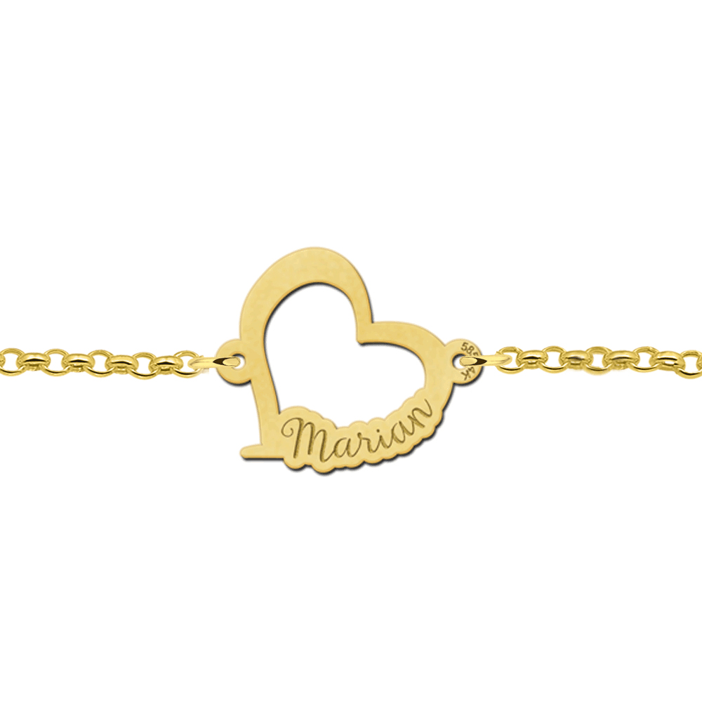 Gouden armband met hartje en naam