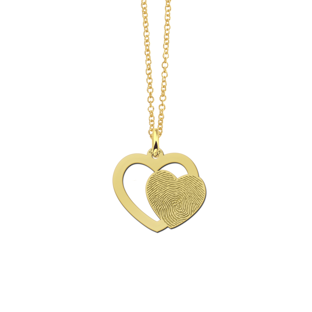 9 karaat dubbele hart hanger met vingerafdruk