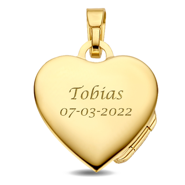 Gouden Medaillon in hartvorm met gravure - groot