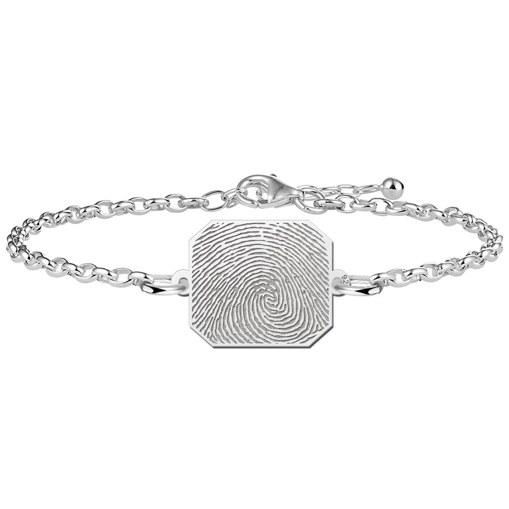 Zilveren armband met rechthoekige vingerafdruk