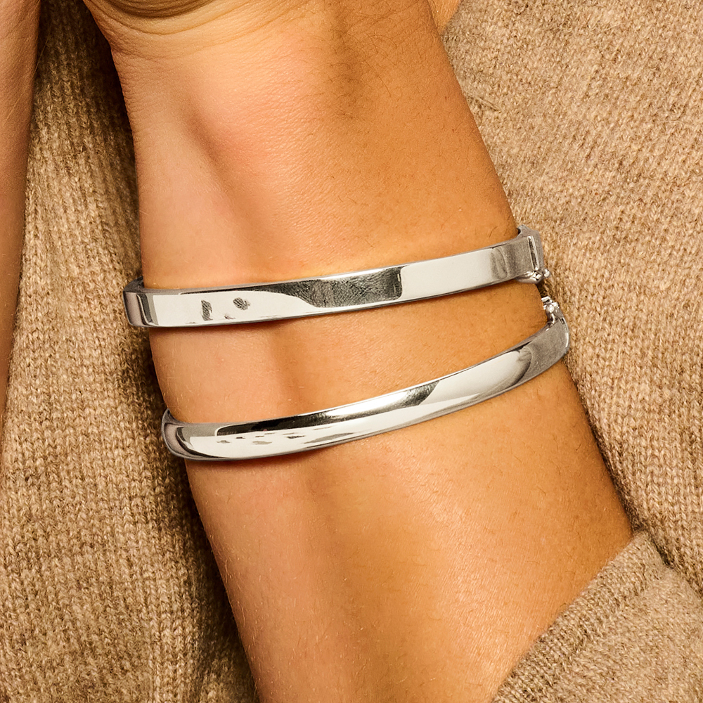 Slavenarmband zilver vlak 6 mm