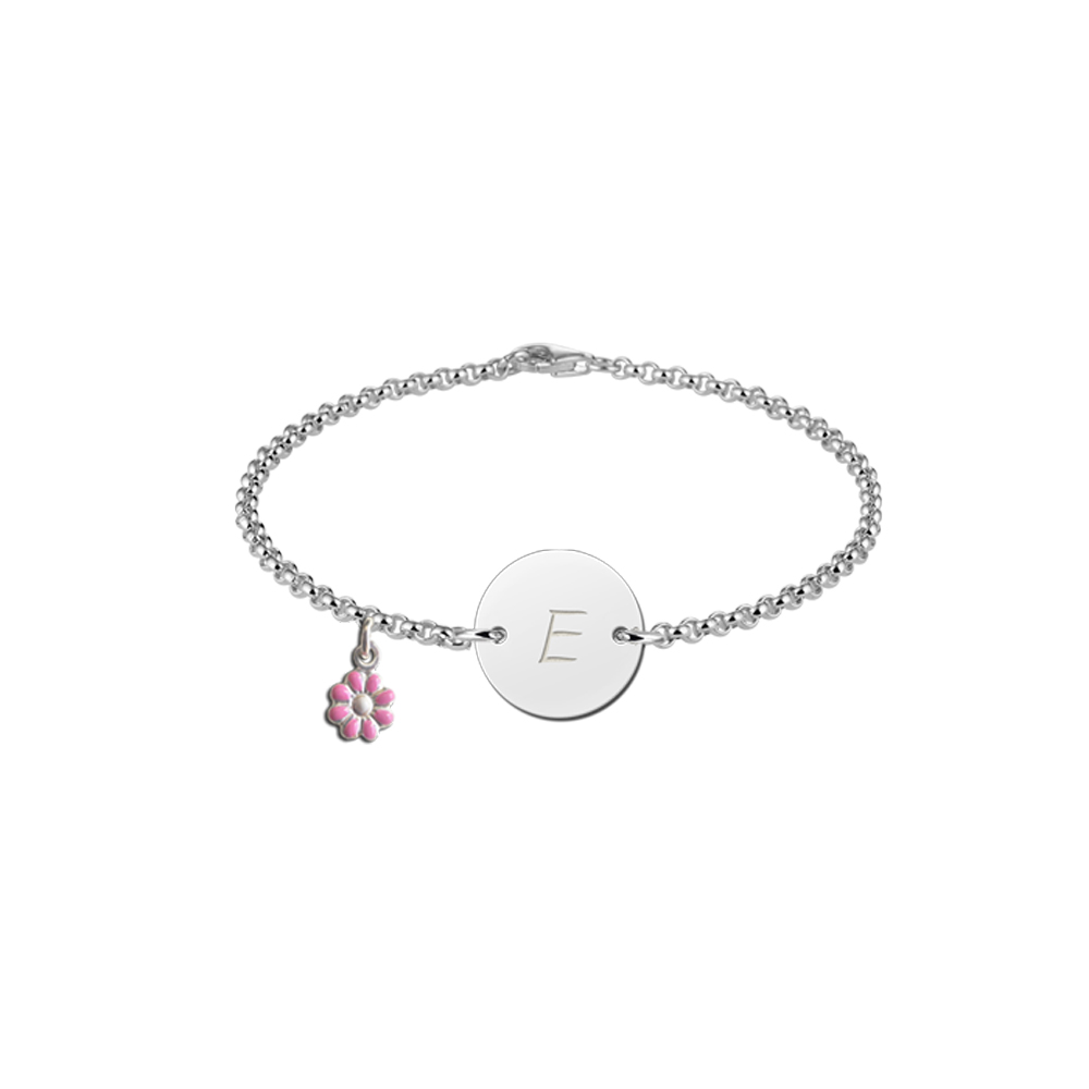 Baby armbandje zilver met letter