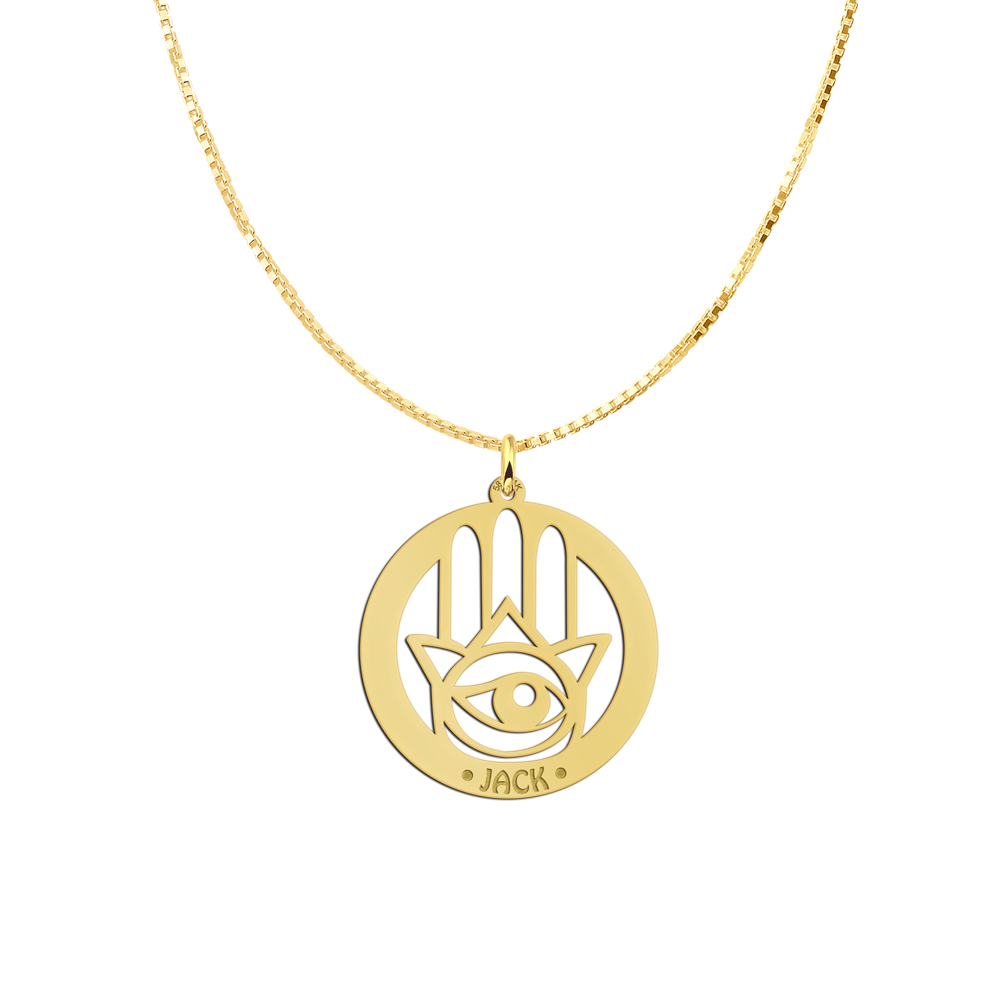 Gouden naamhanger Hamsa Hand