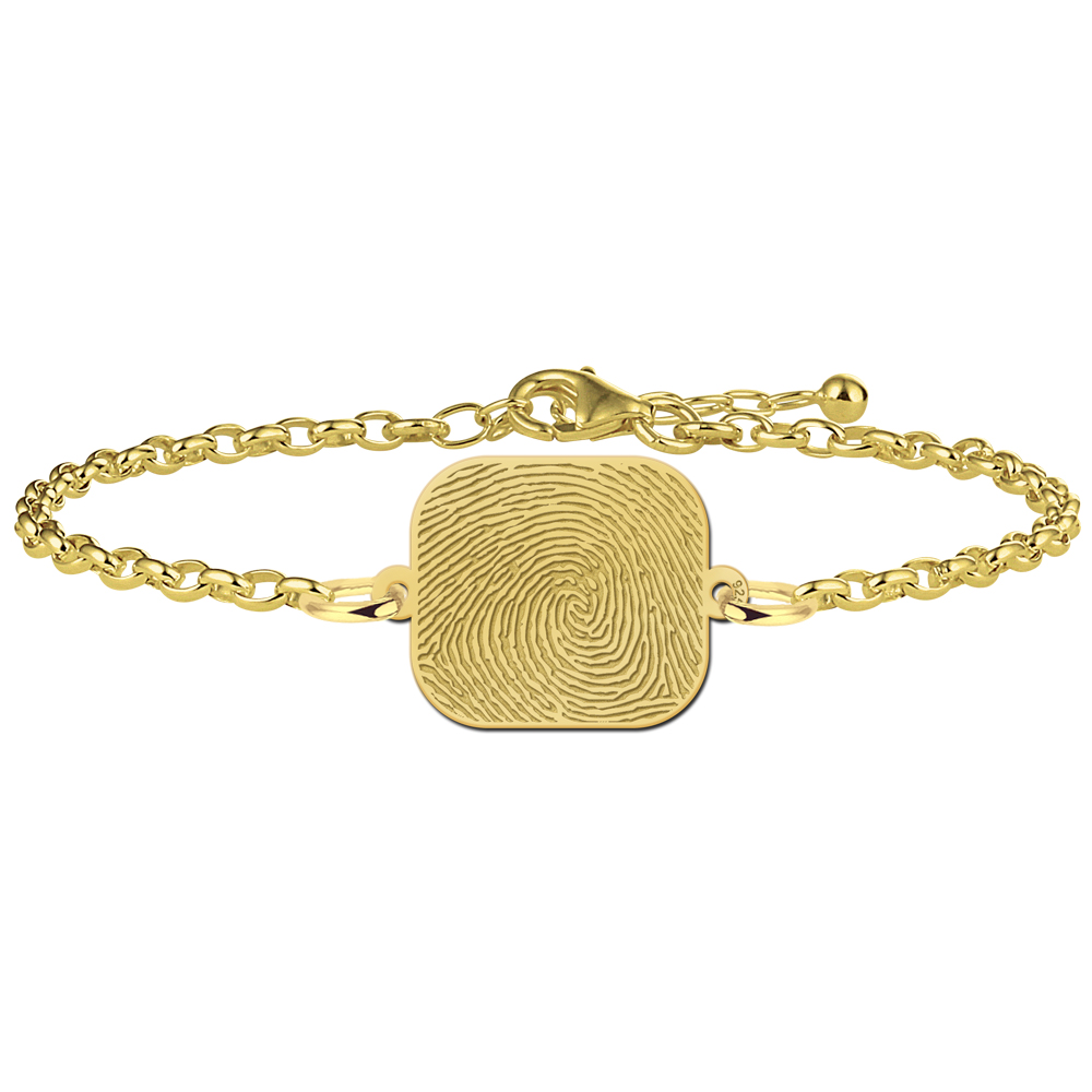 Vergulde rechthoekige armband met vingerafdruk