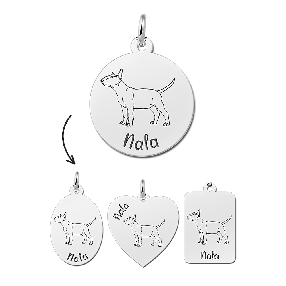 Zilveren hanger met hond Bull Terrier