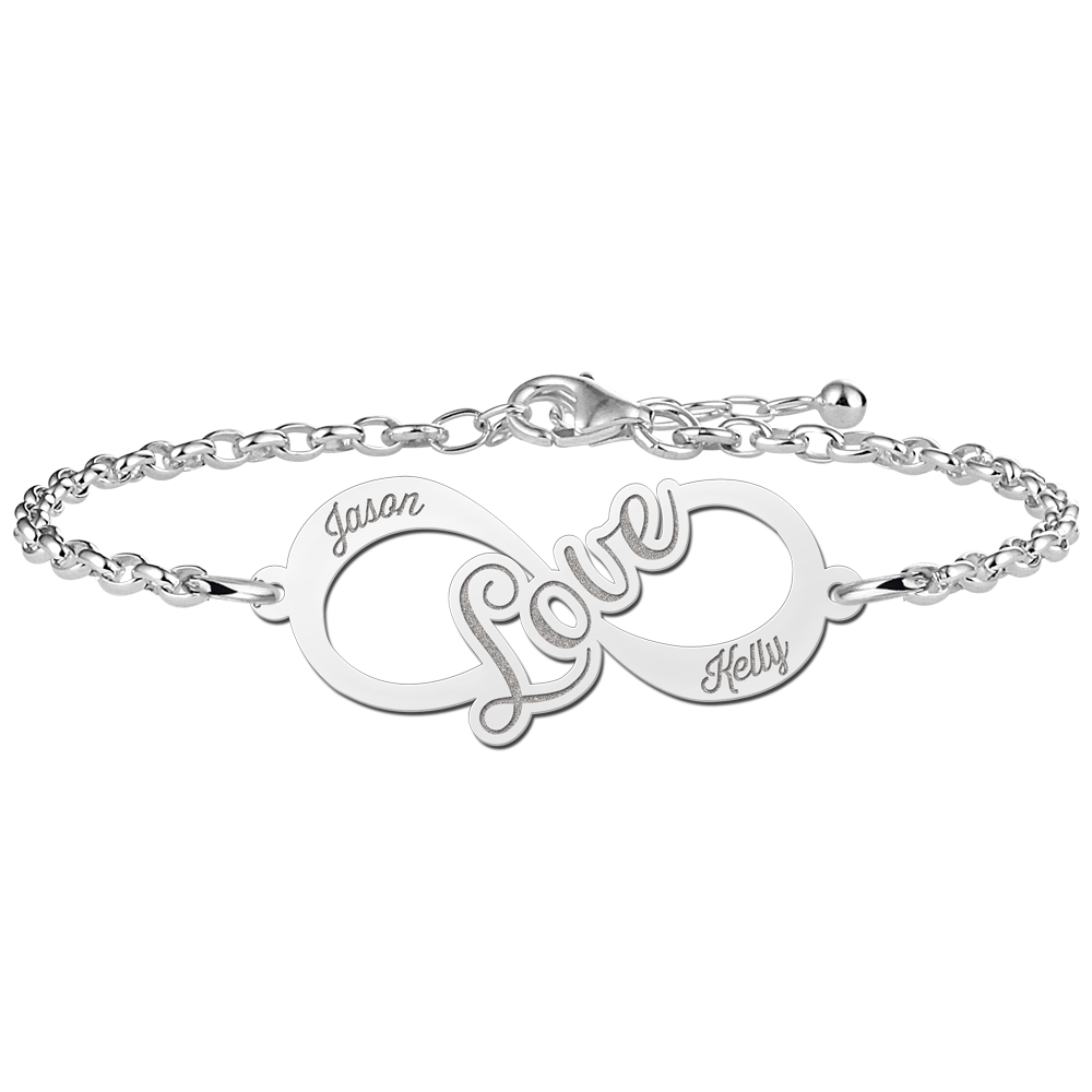 Zilveren infinity armband love