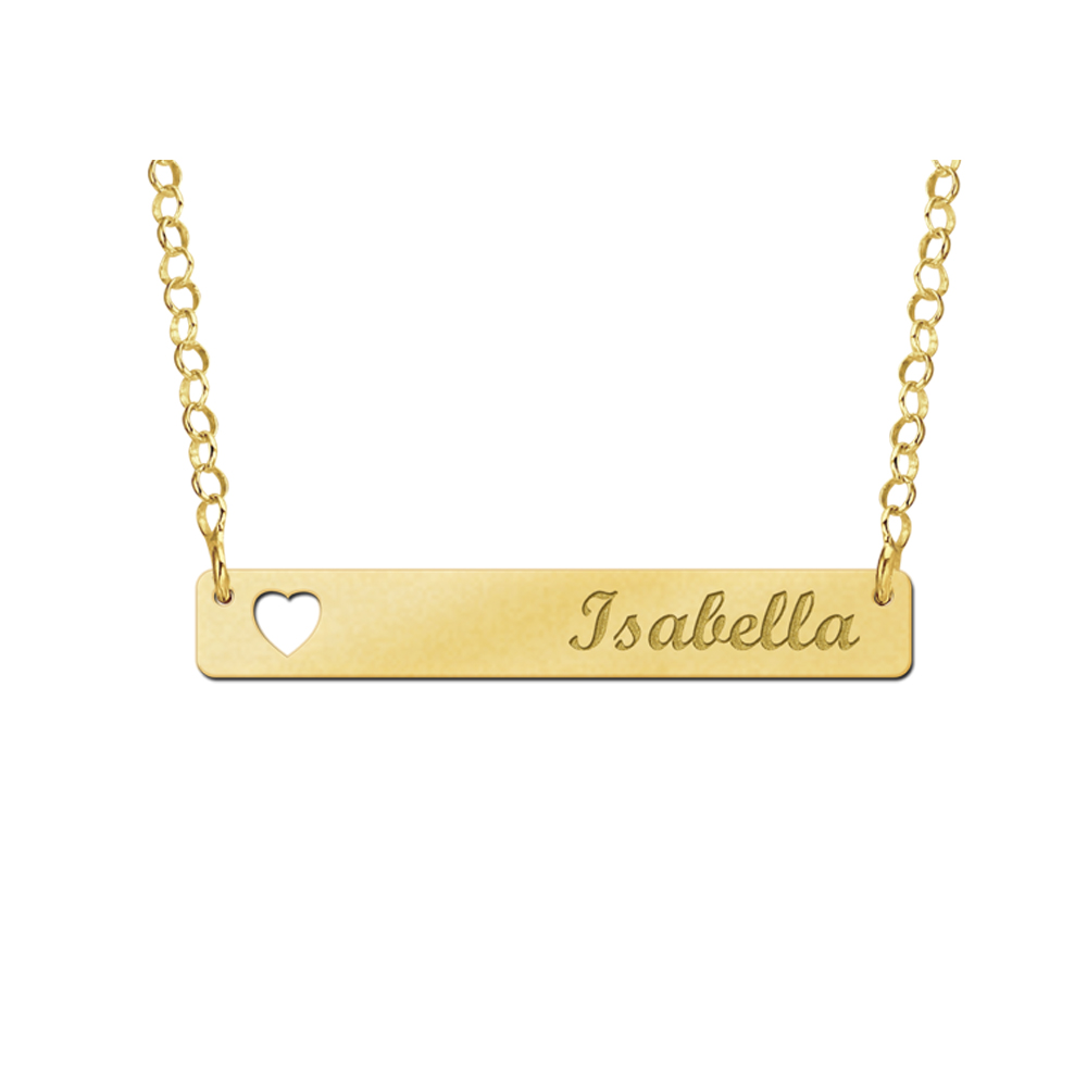 Gouden Bar naamketting met Hartje