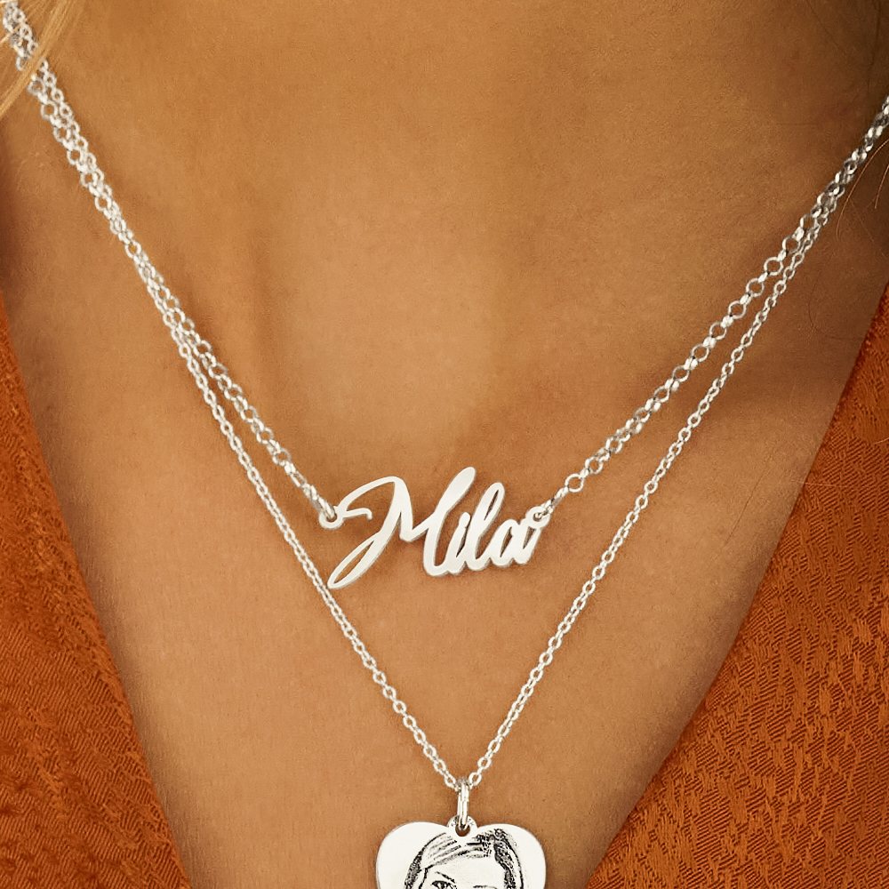 Zilveren naamketting model Mila