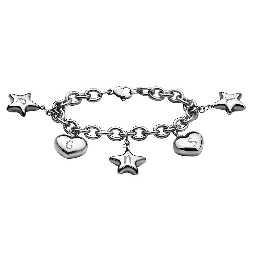 Stalen armband met hartjes en sterren