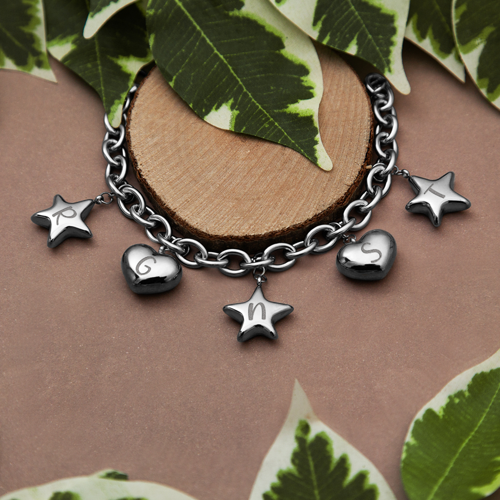 Stalen armband met hartjes en sterren