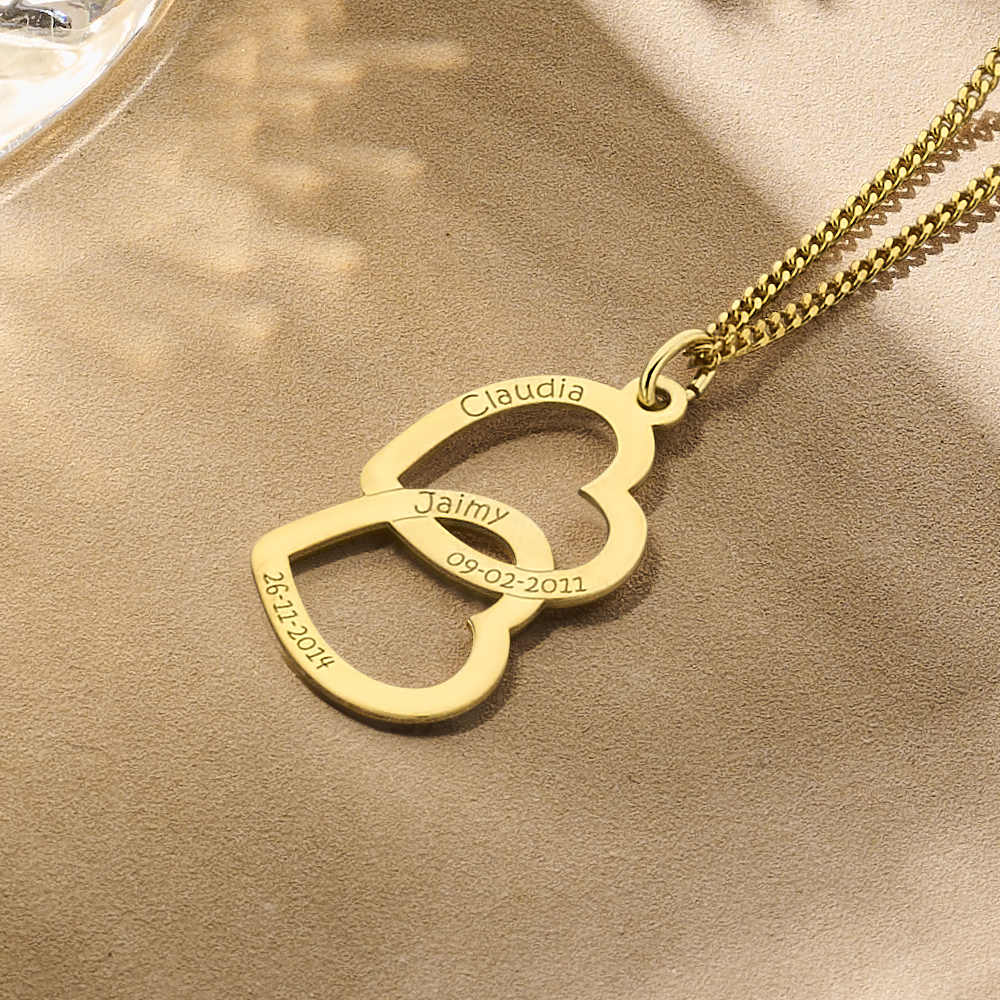 Gouden hanger twee harten