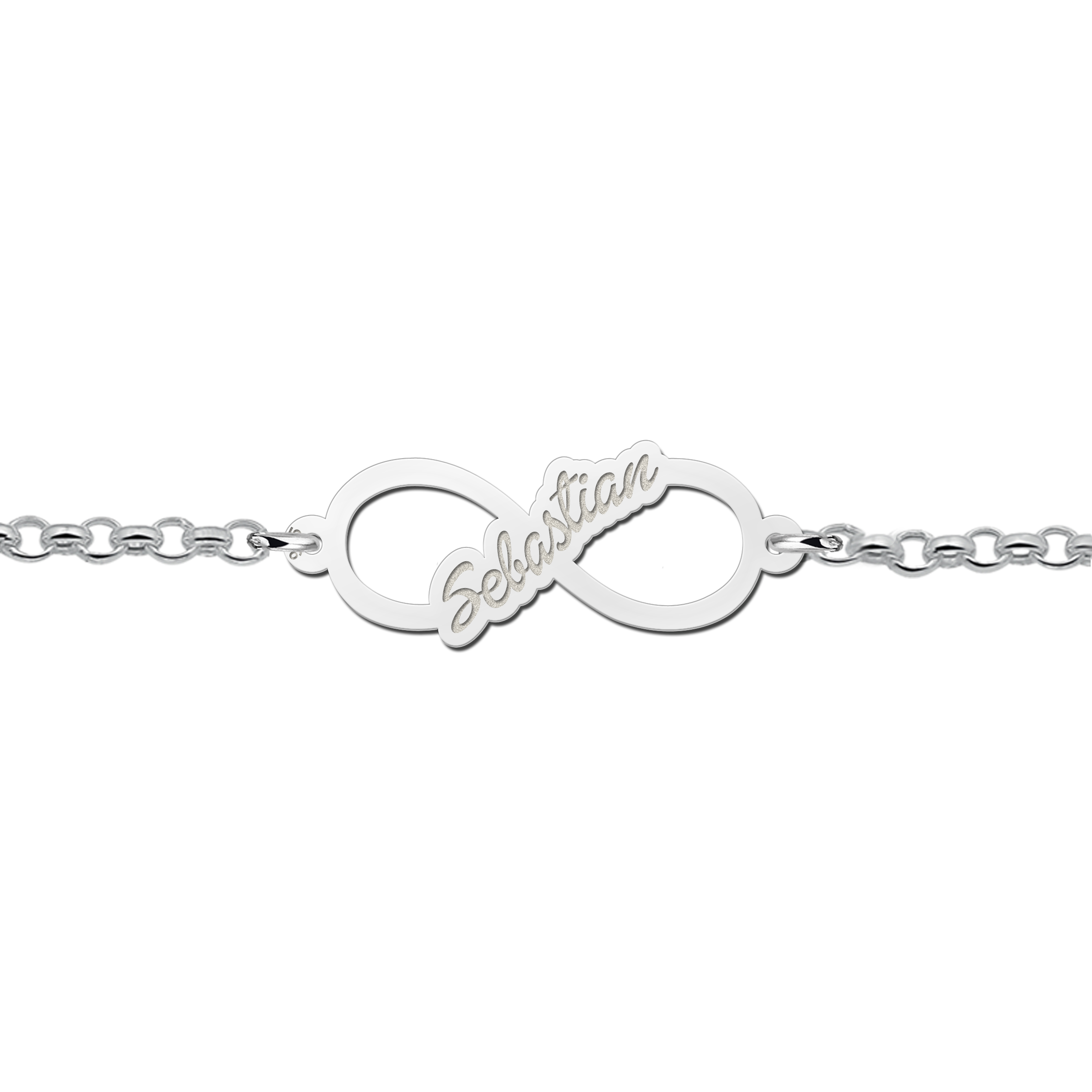 Zilveren infinity armband met geschreven naam - Small