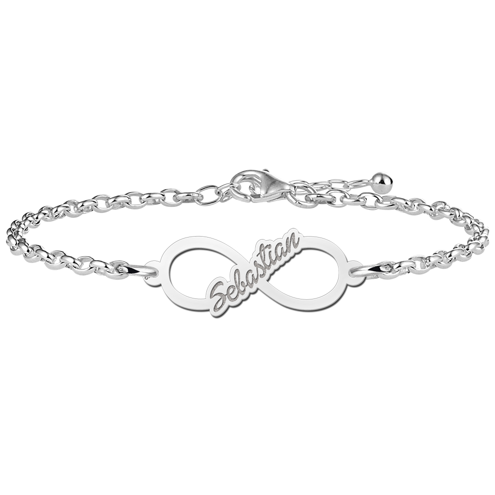 Zilveren infinity armband met geschreven naam small