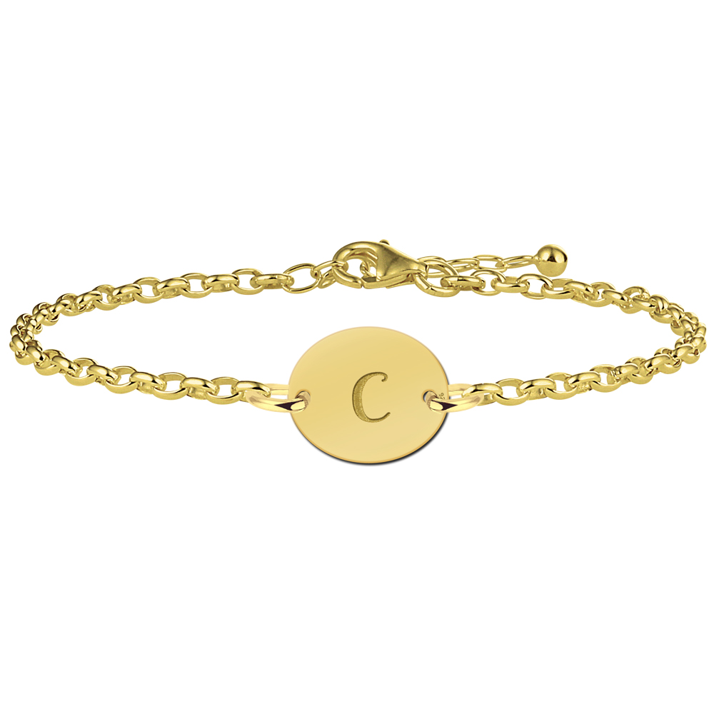 Vergulde ovale armband met letter