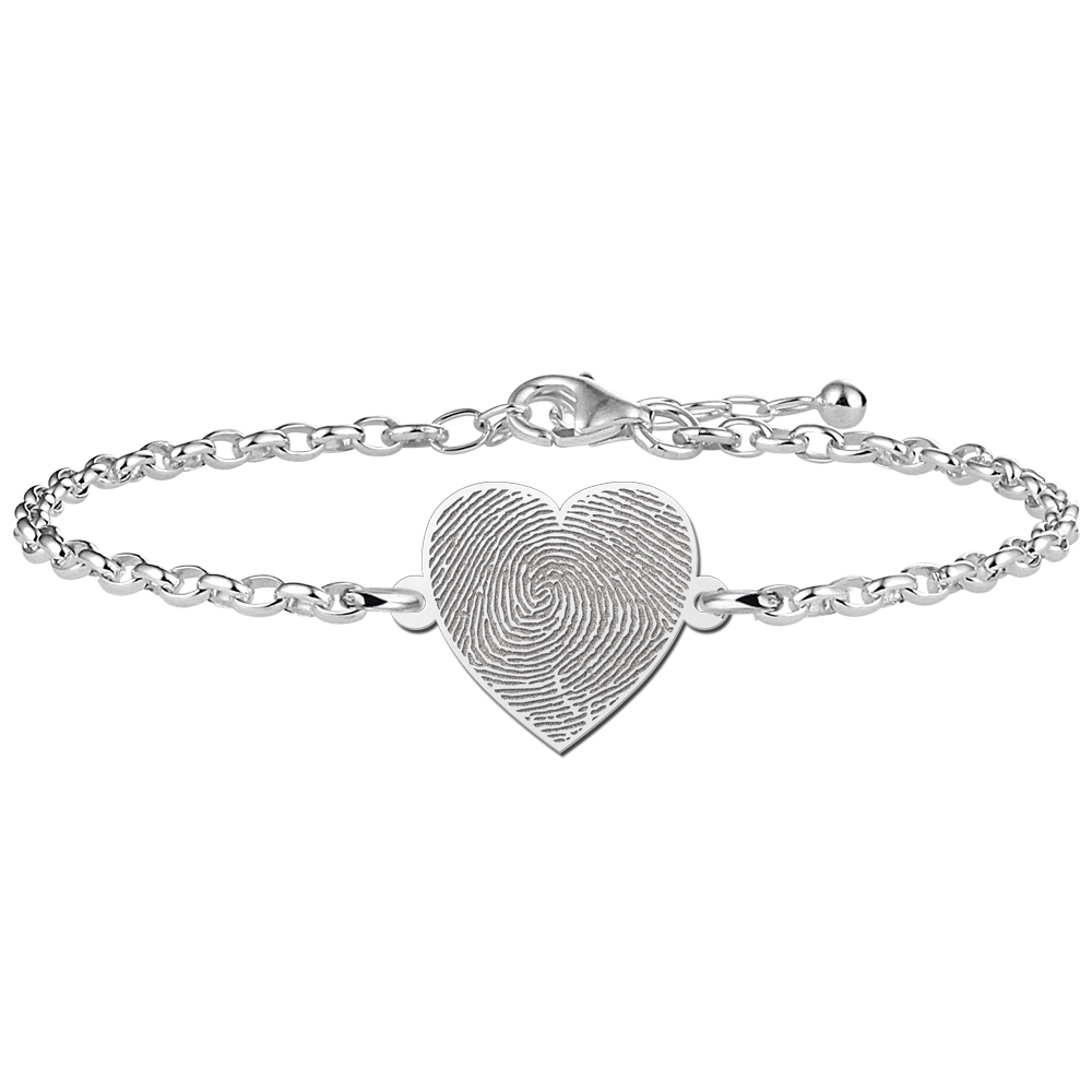 Zilveren armband met hart en vingerafdruk