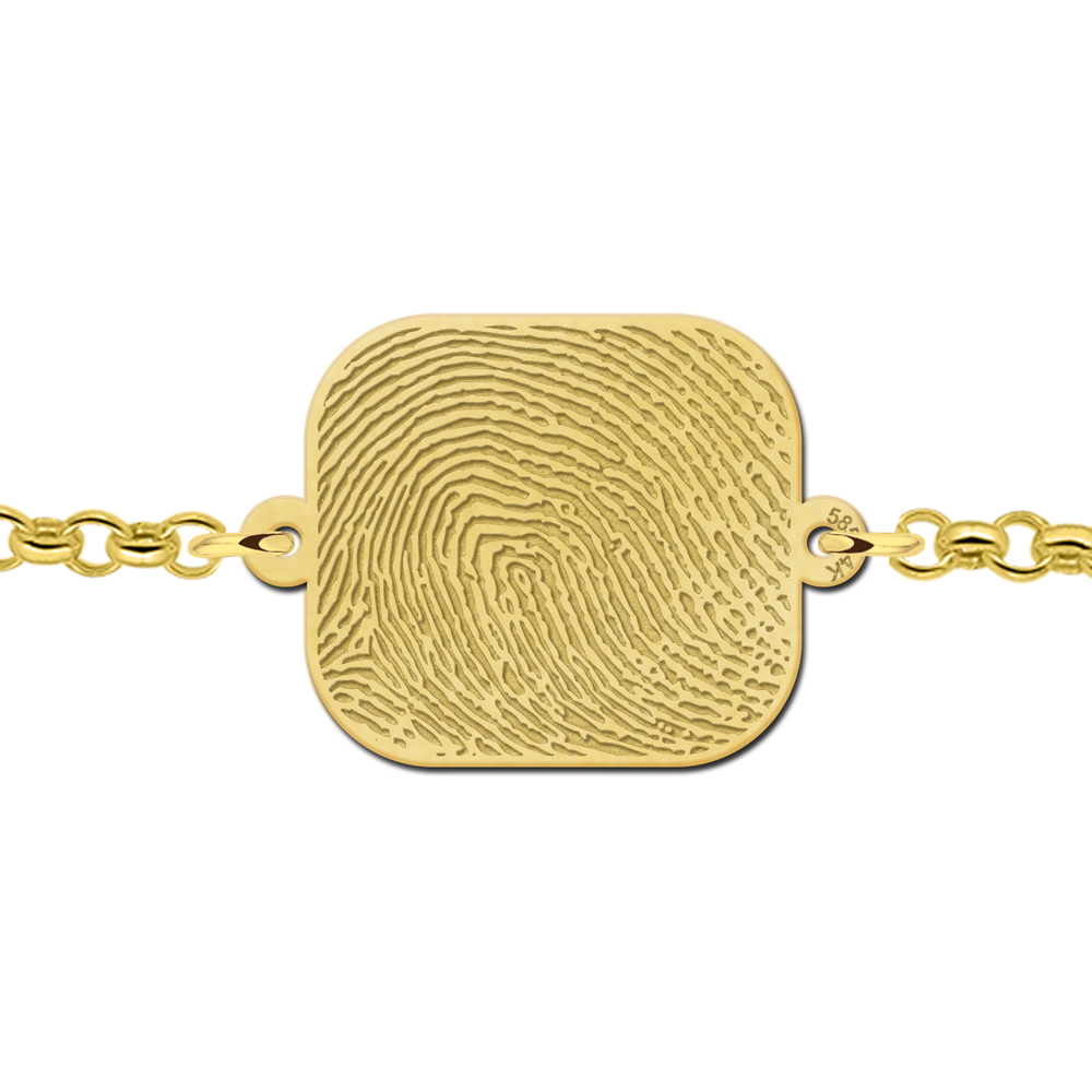 Gouden armband vingerafdruk met rechthoek