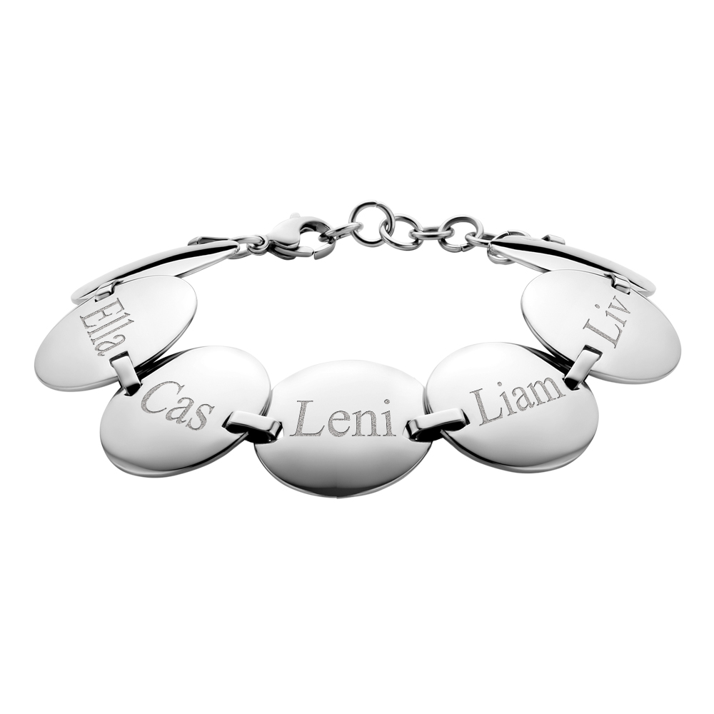 Stalen armband met rondjes en namen