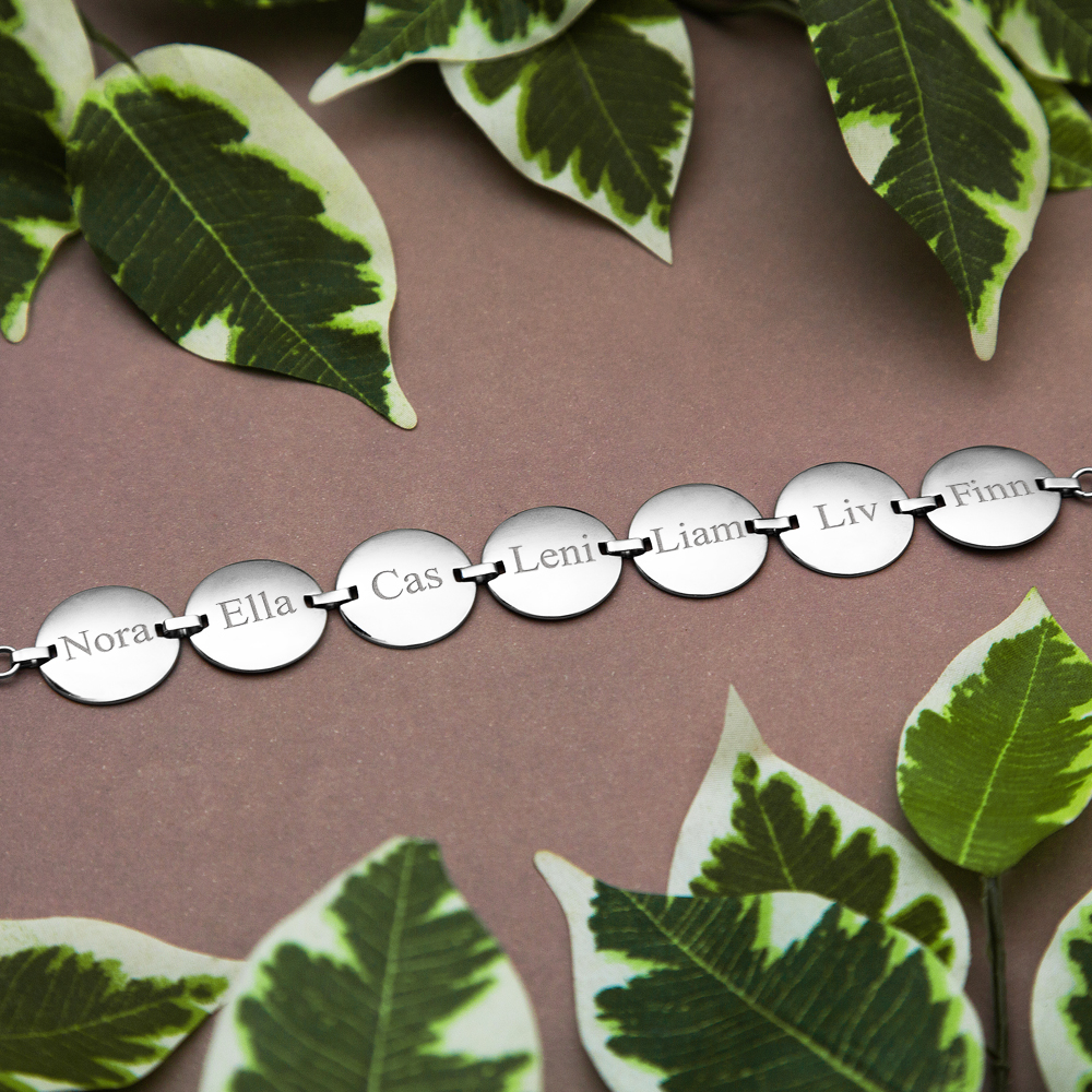 Stalen armband met rondjes en namen